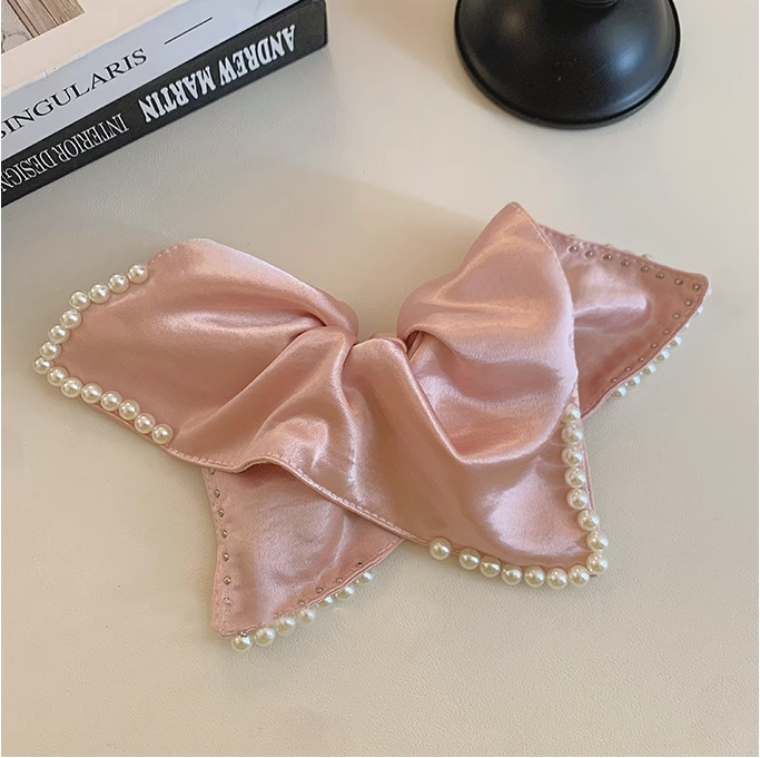 Handmade Silk Scrunchie for Hair,Womens Girls Pearl Large Intestine Hair Ring Headdress Tie lady Head Rope