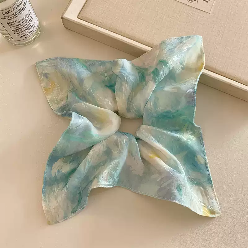 Handmade Silk Scrunchie for Hair,Womens Girls Sweet tie-dye color Large Intestine Hair Ring Headdress Tie lady Head Rope