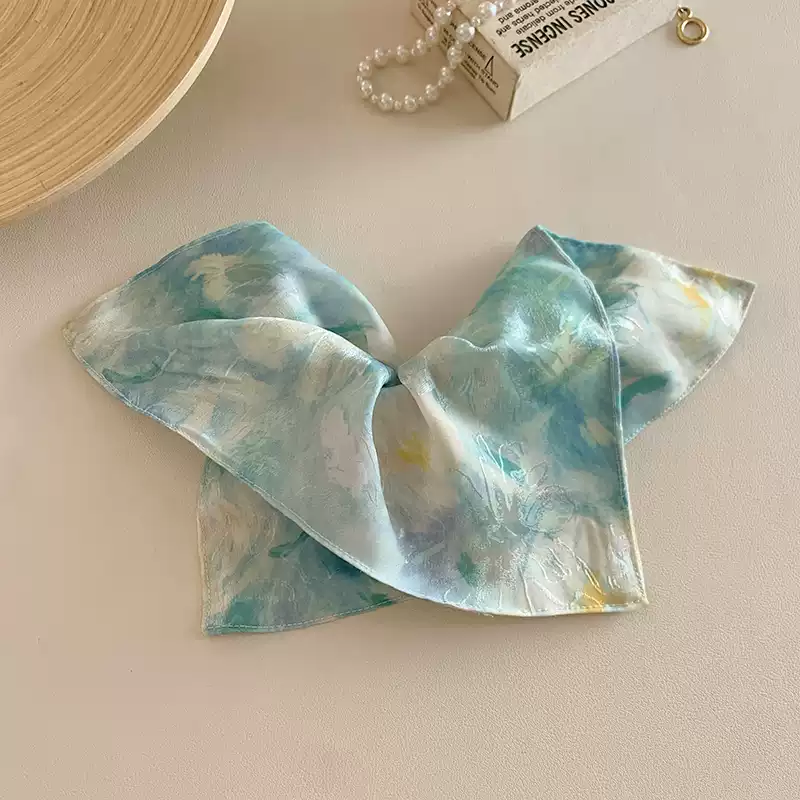 Handmade Silk Scrunchie for Hair,Womens Girls Sweet tie-dye color Large Intestine Hair Ring Headdress Tie lady Head Rope