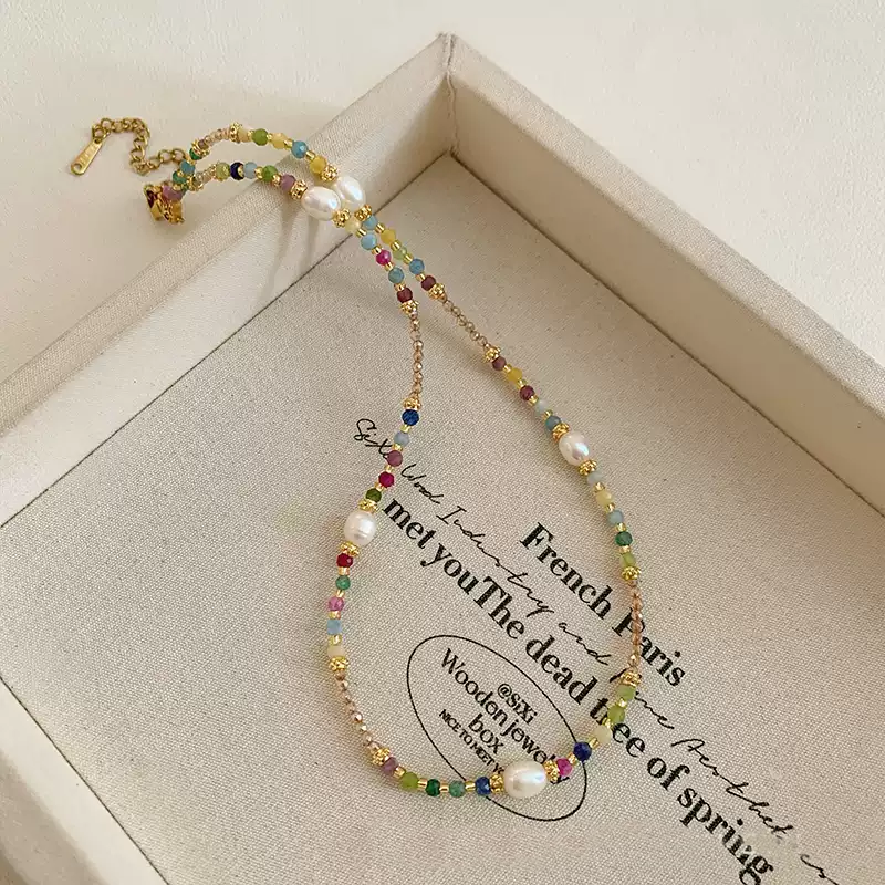 2025 New Arrival: Natural Pearl & Crystal Bead Necklace for Women - Luxe & Chic Lockbone Chain