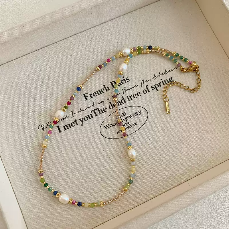 2025 New Arrival: Natural Pearl & Crystal Bead Necklace for Women - Luxe & Chic Lockbone Chain