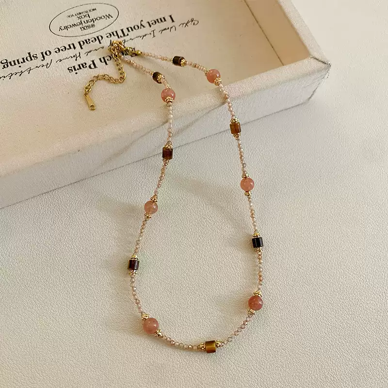 2025 New Arrival! Exquisite Natural Stone Crystal Beaded Necklace for Women - Chic and Luxurious Collarbone Chain