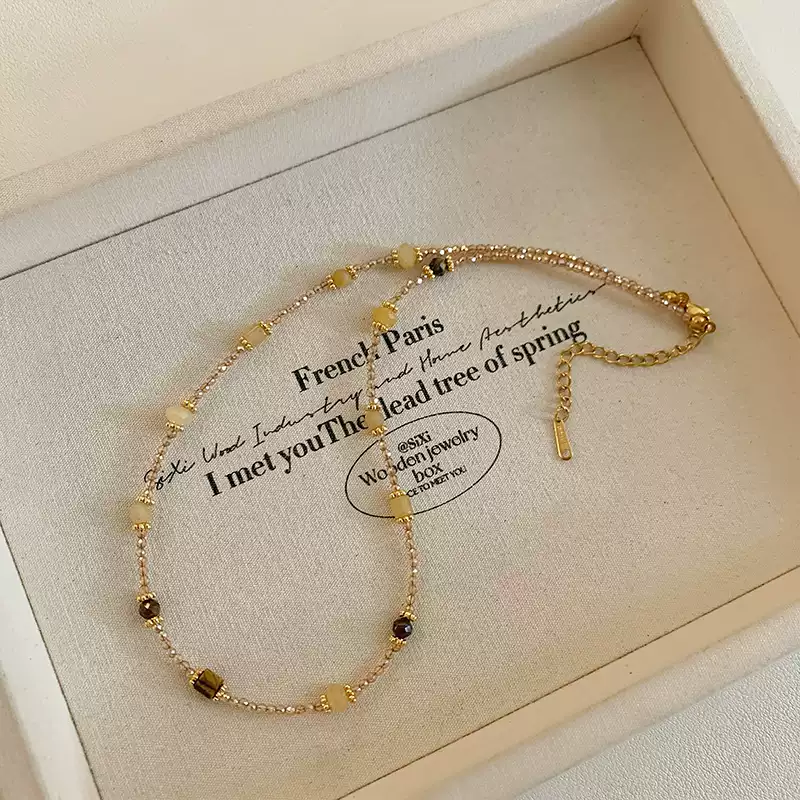 Elegant and Chic: 2025 Summer Crystal Bead Necklace for Women - Luxe Design Clavicle Chain
