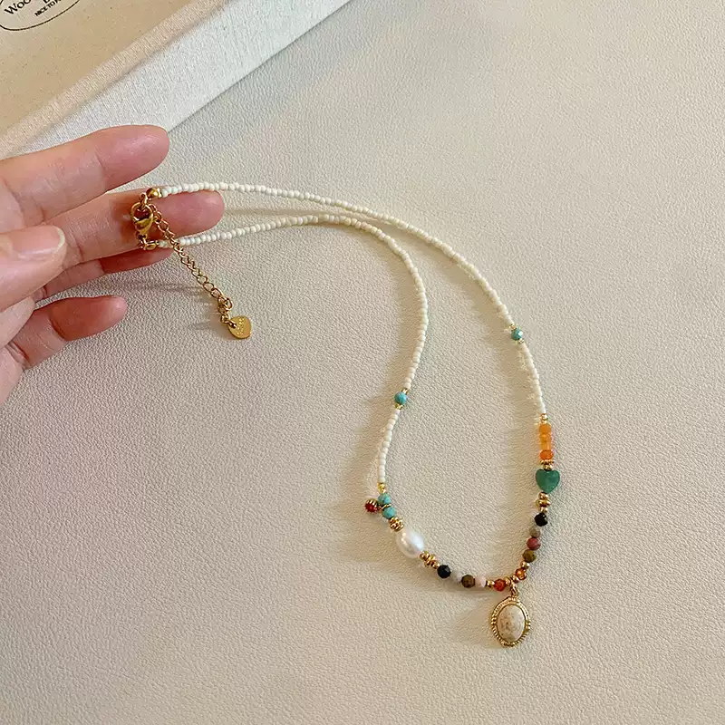2025 New Arrival! Elegant Natural Stone and Pearl Bead Necklace for Women – Luxurious Collar Chain with High-End Charm