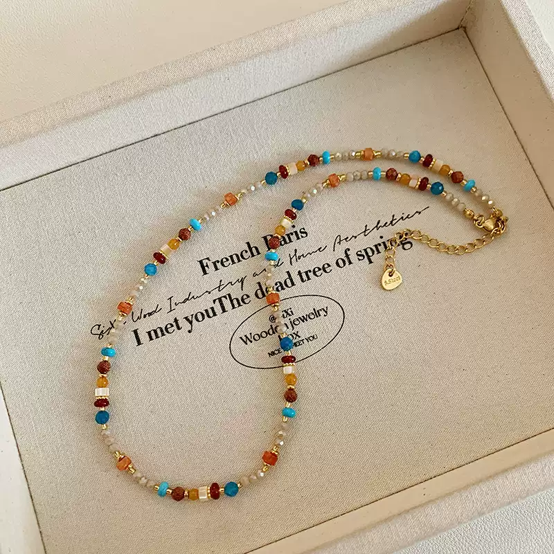 2025 New Arrival! Luxurious Natural Crystal Beaded Necklace for Women - Chic Collarbone Chain