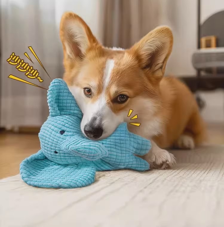 Dog Squeaker Elephant Toy Eco-Friendly Plush Chew Toy Durable Washable Dental Cleaning Interactive Fun Indoor Outdoor Play 