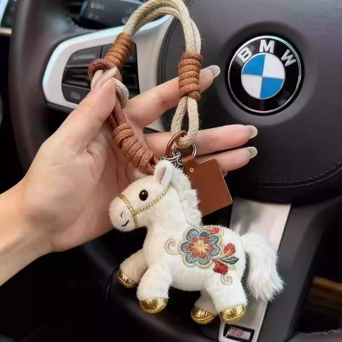 Plush Embroidered Lucky Pony Bag Purse Charms