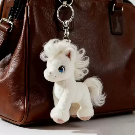 Cute white horse Bag Charms, Pony Purse Charm Gift