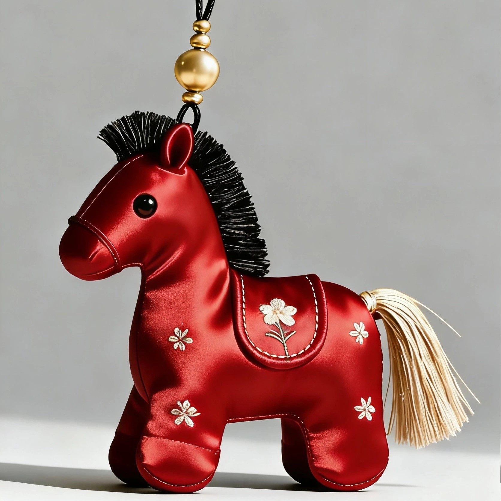 Cute Lucky horse Bag Charms,Embroidery Flower Pony Purse Charm Gift