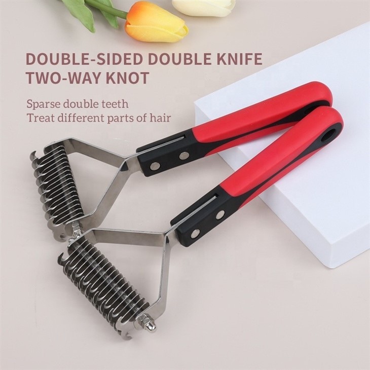 Pet Open Knot Comb Red Cat Dog Dematting Grooming Comb For Animals