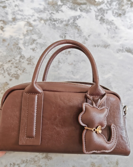 Handmade Leather Kitty Purse Bag Charm 