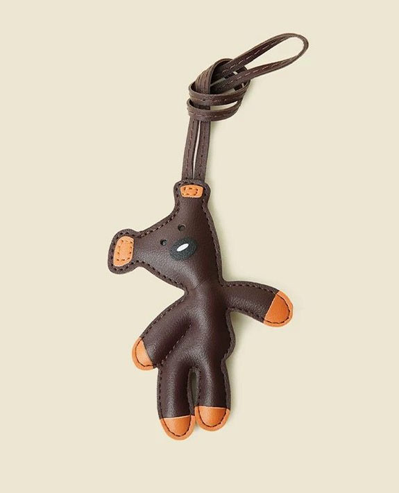 Handmade Bear Charm, leather bag charm,Bear Bag Charm, Cute Bear Leather Handbag and Purse Charm,Bear Keychain，Unique holiday gift