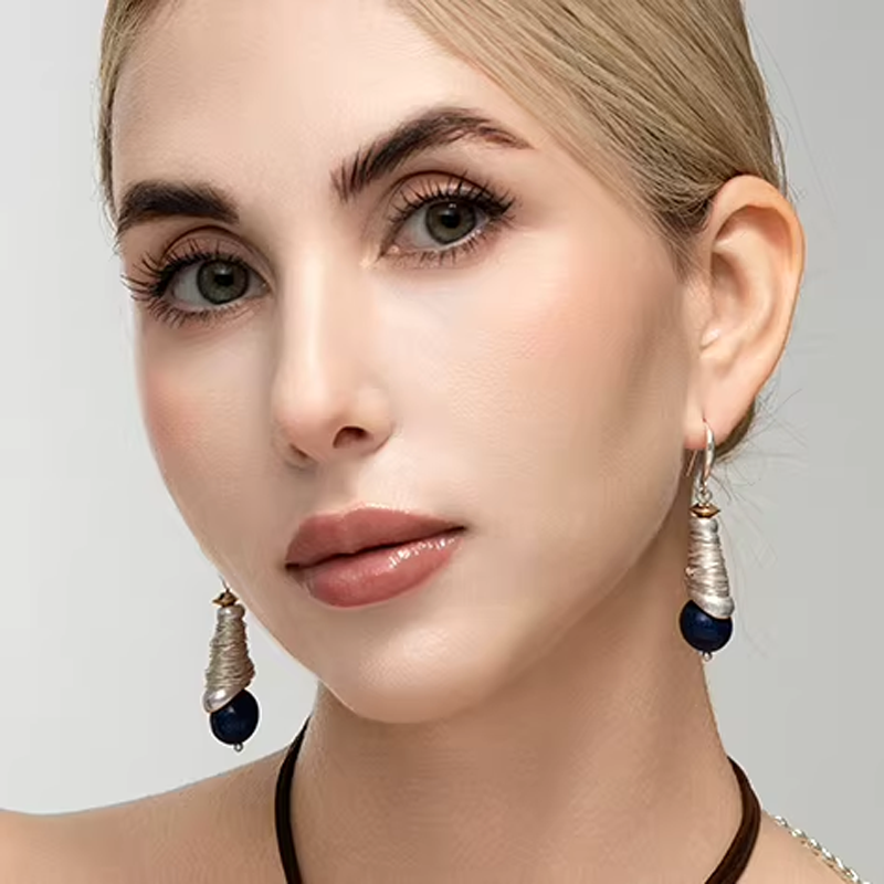 Celestial Swirl · Lapis Lazuli Spiral Handmade Silver Earrings