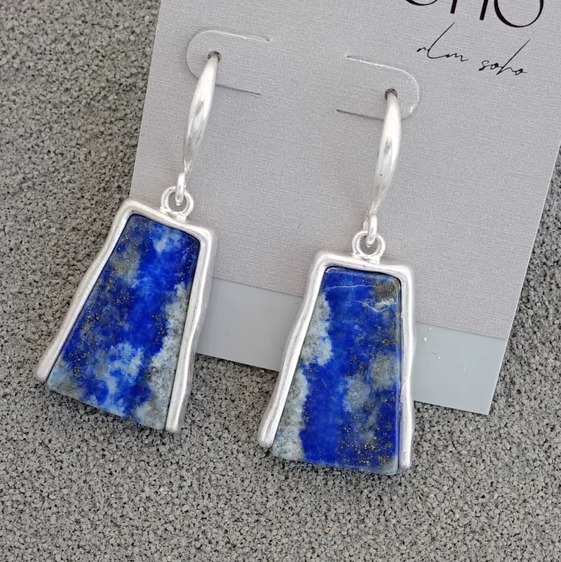 Handmade Blue Lapis Lazuli Silver earrings
