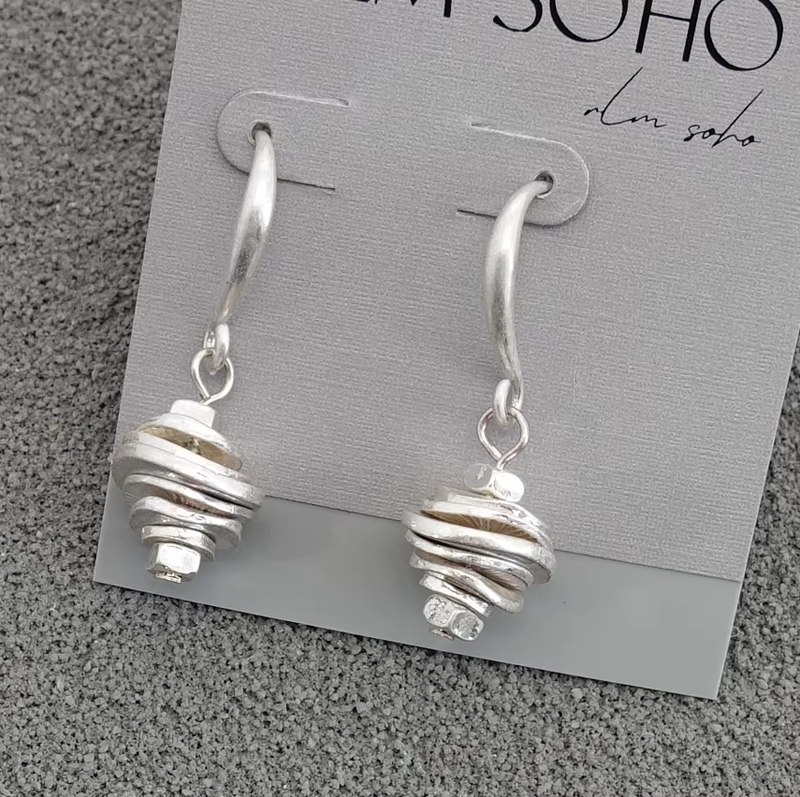 Coiled Silver Drop Earrings
