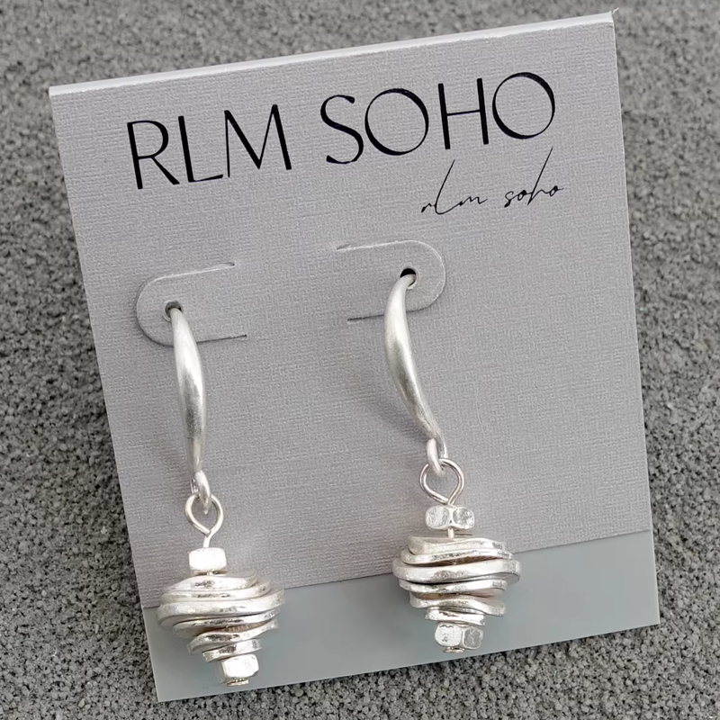 Coiled Silver Drop Earrings