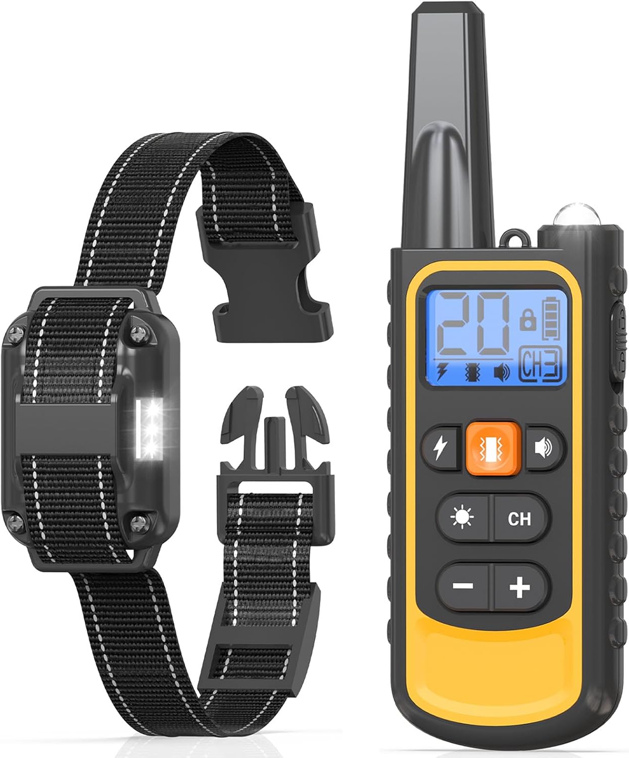 Dog Training Collar with Remote, Waterproof Electric beep Vibration Collar with Night Light 4 Training Modes Rechargeable Dog e Collar for Large Medium Small Dogs