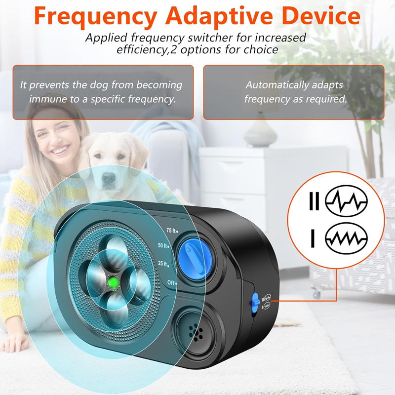 2026 New Anti Barking Device for Dogs, Bark Box Rechargeable Dog Barking Deterrent with Variable Ultra Frequency/6 Modes/IP65 Waterproof Dog Silencer Stop Neighbors‘ Dog from Barking Up to 75ft